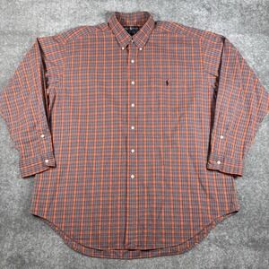 Ralph Lauren Shirt Men's XL Orange Plaid Long Sleeve Button Down "Big Shirt"